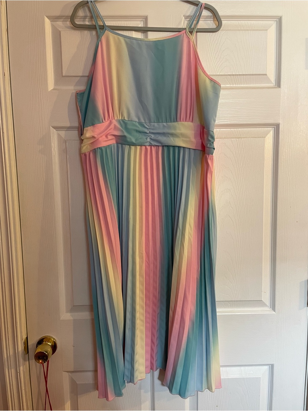 Women’s Pastel Rainbow Pleated Dress - Multicolor